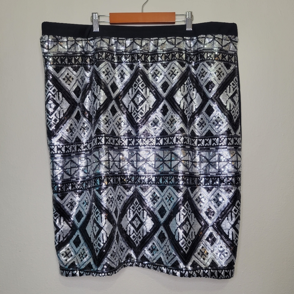 NWT Cato Metallic Sequined Skirt, Size 22/24W